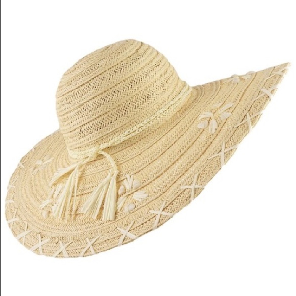 SEASHELLS FLOPPY STRAW HAT
